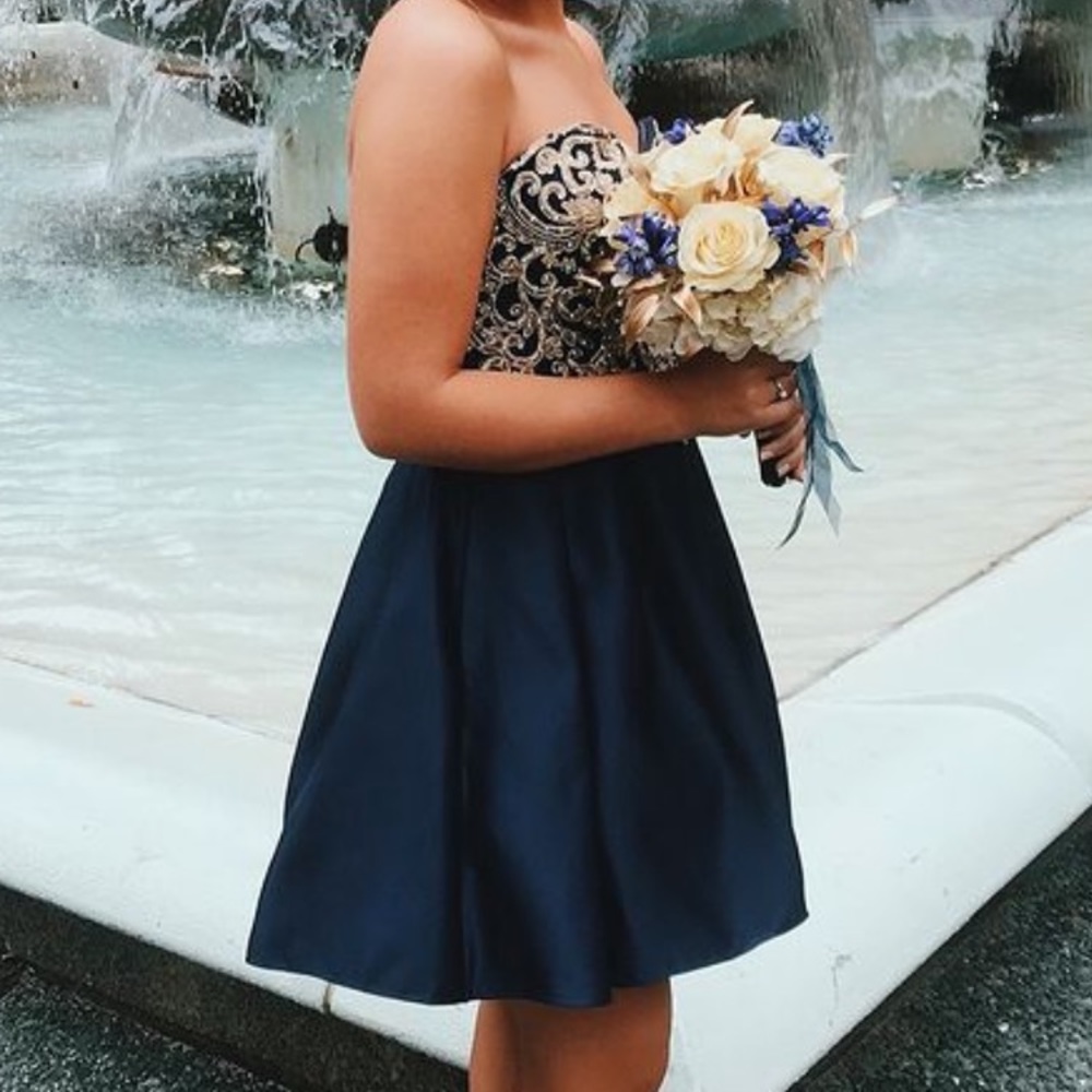 Short Navy Blue Homecoming Dress